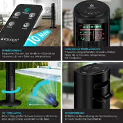 KESSER® Turmventilator Mit Fernbedienung | 120 Cm | Oszilation | 55W | LED-Display | Ventilator Mit 3 Geschwindigkeitsstufen + Timer Bis 12 Stunden + 3 Betriebsmodi + 90° Oszillierend Towerventilator, Farbe:Schwarz -Kaufland Verkäufe ab8e6963f0f664c5b0d4fe7fc54ff961