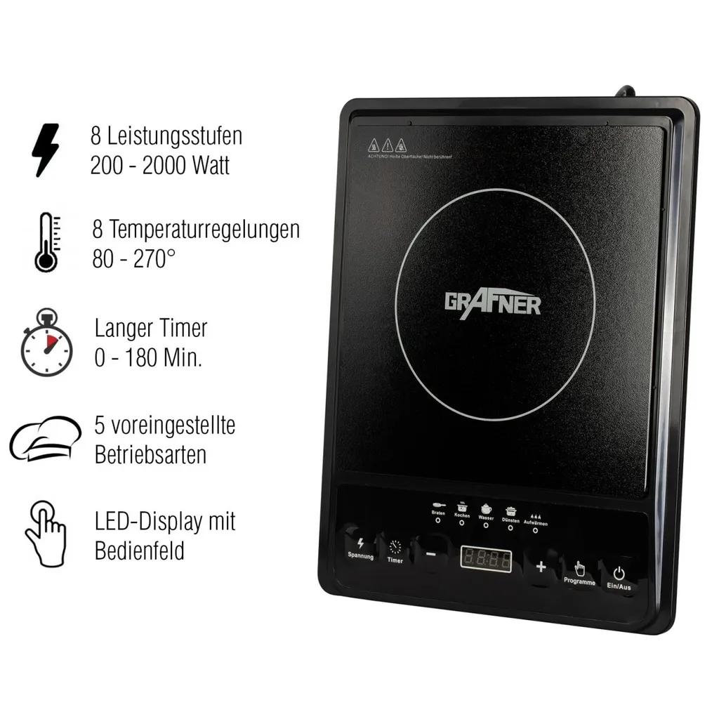 Grafner® Induktions-Kochplatte 2000 Watt IK10860 5 Grafner® Induktions-Kochplatte 2000 Watt IK10860 – Bild 3