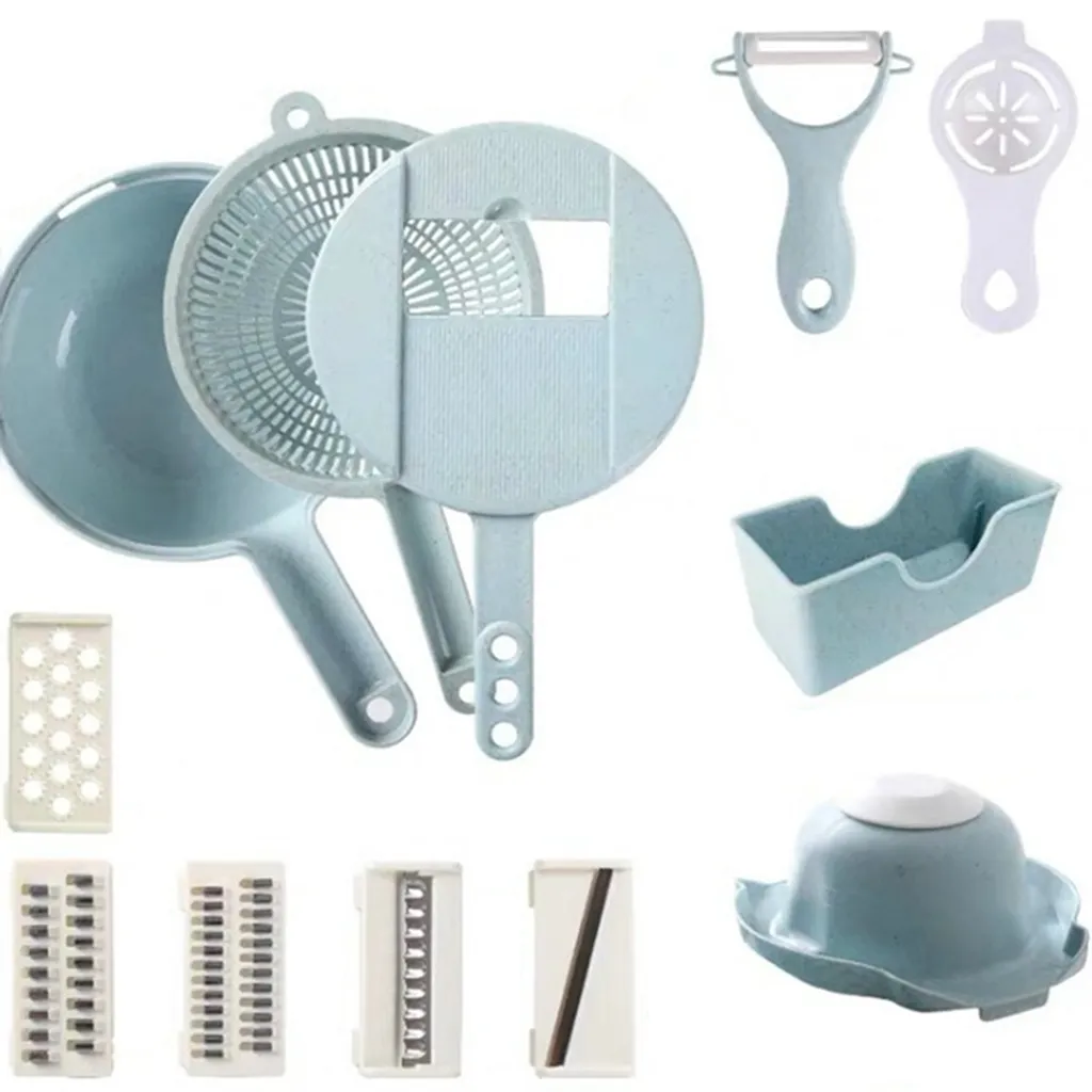 9 In 1 Multifunktionaler Gemüseschneider Gemüsereiben Allesschneider Obsthobel Reibe Zerkleinerer Zwiebelschneider Eierteiler,Blau 4 9 In 1 Multifunktionaler Gemüseschneider Gemüsereiben Allesschneider Obsthobel Reibe Zerkleinerer Zwiebelschneider Eierteiler,Blau – Bild 2