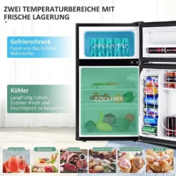COSTWAY 90L Kühlschrank 64L Kühlteil 26 L Gefrierteil Kühl-Gefrier-Kombination Mit LED-Beleuchtung Mini Kühlschrank Grau -Kaufland Verkäufe ad22928fb3261d9f895515a64eea7bf4