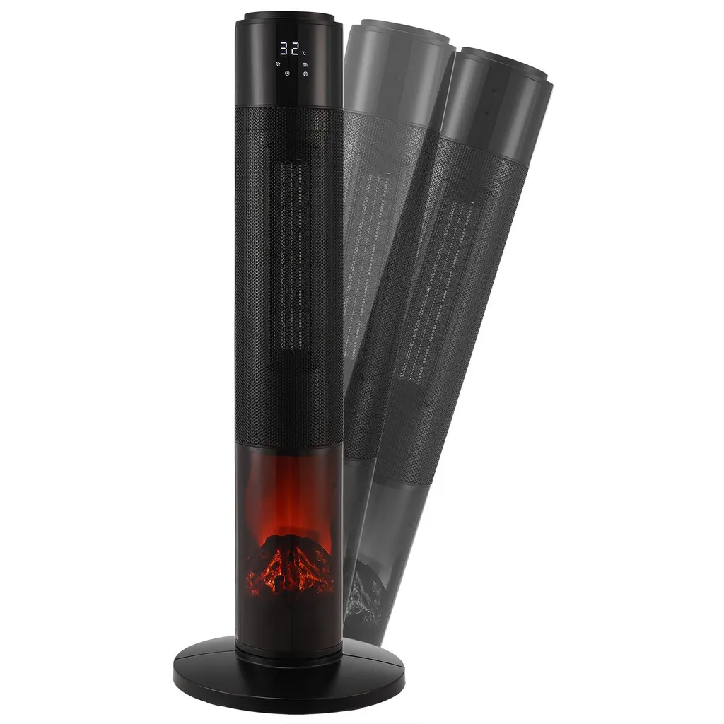 Juskys Turm-Keramik-Heizer – Elektrischer Heizlüfter Mit LCD Display & Fernbedienung, 1000 / 2000W, Kamineffekt, Timer, Oszillation & Umkippschutz 12 Juskys Turm-Keramik-Heizer – Elektrischer Heizlüfter Mit LCD Display & Fernbedienung, 1000 / 2000W, Kamineffekt, Timer, Oszillation & Umkippschutz – Bild 10