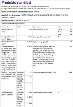 Sharp - ES-NFW612CWB-DE - Waschmaschine - 6 Kg - Raumsparmodel -Kaufland Verkäufe adf27b2aadf1c2b129c46ac4f761444e