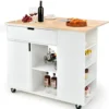 COSTWAY Küchenwagen Mit Ausziehbarer Arbeitsfläche, Servierwagen Auf Rollen, Kücheninselwagen Holz, Küchenschrank Mit Ablagen & Schublade & Gewürzregal, Küchentrolley Für Küche Esszimmer (Weiß) -Kaufland Verkäufe ae7c40db53585e0c14fcf9cbadd20126