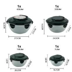 PLENTYFY Vorratsdosen 8 Teilig - Vorratsdosen Set Rund Mit Deckel Vorratsbehälter - Schwarz Luftdicht & Auslaufsicher Vorratsgläser Set Salatschüssel Mit Tragegriff -Kaufland Verkäufe af27bd7e2b5c4e7745c35497e25b2754