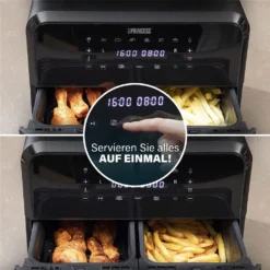 Princess 182074 Doppelkorb Heißluftfritteuse 2x 4 L 2x 1600 W Ohne-Öl Timer -Kaufland Verkäufe b10242ade5c5ae99bfd159436a8a8b71