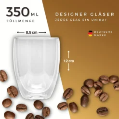 Felino® Latte Macchiato Gläser Doppelwandige Thermogläser Set [6 Stück] [350 Ml] Glas Tassen Groß Für Cappuccino, Kaffee, Espresso -Kaufland Verkäufe b1098fb57674f2023d1f1cdcefc3afa3