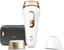 Braun Silk-Expert Pro 5 PL5140 IPL Haarentfernungsgerät, SkinPro 2.0 SensoAdapt - Weiß/Gold