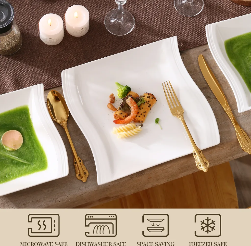 MALACASA, Serie Flora, 18 Tlg . Set Cremeweiß Porzellan Kaffeeservice Geschirrset Mit Je 6 Kuchenteller, 6 Tasse 220ml, 6 Untertasse Für 6 Personen 5 MALACASA, Serie Flora, 18 Tlg . Set Cremeweiß Porzellan Kaffeeservice Geschirrset Mit Je 6 Kuchenteller, 6 Tasse 220ml, 6 Untertasse Für 6 Personen – Bild 3