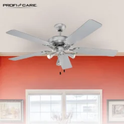 ProfiCare Deckenventilator PC-DVL 3078 5-Flügel-Ventilator Für Räume Bis 40 M² Inkl. Beleuchtung, 4 Leistungs-Stufen, 132cm Durchmesser, 60 Watt, Edelstahl -Kaufland Verkäufe b4b0c6fd498c2d57836b4539ec1d1814