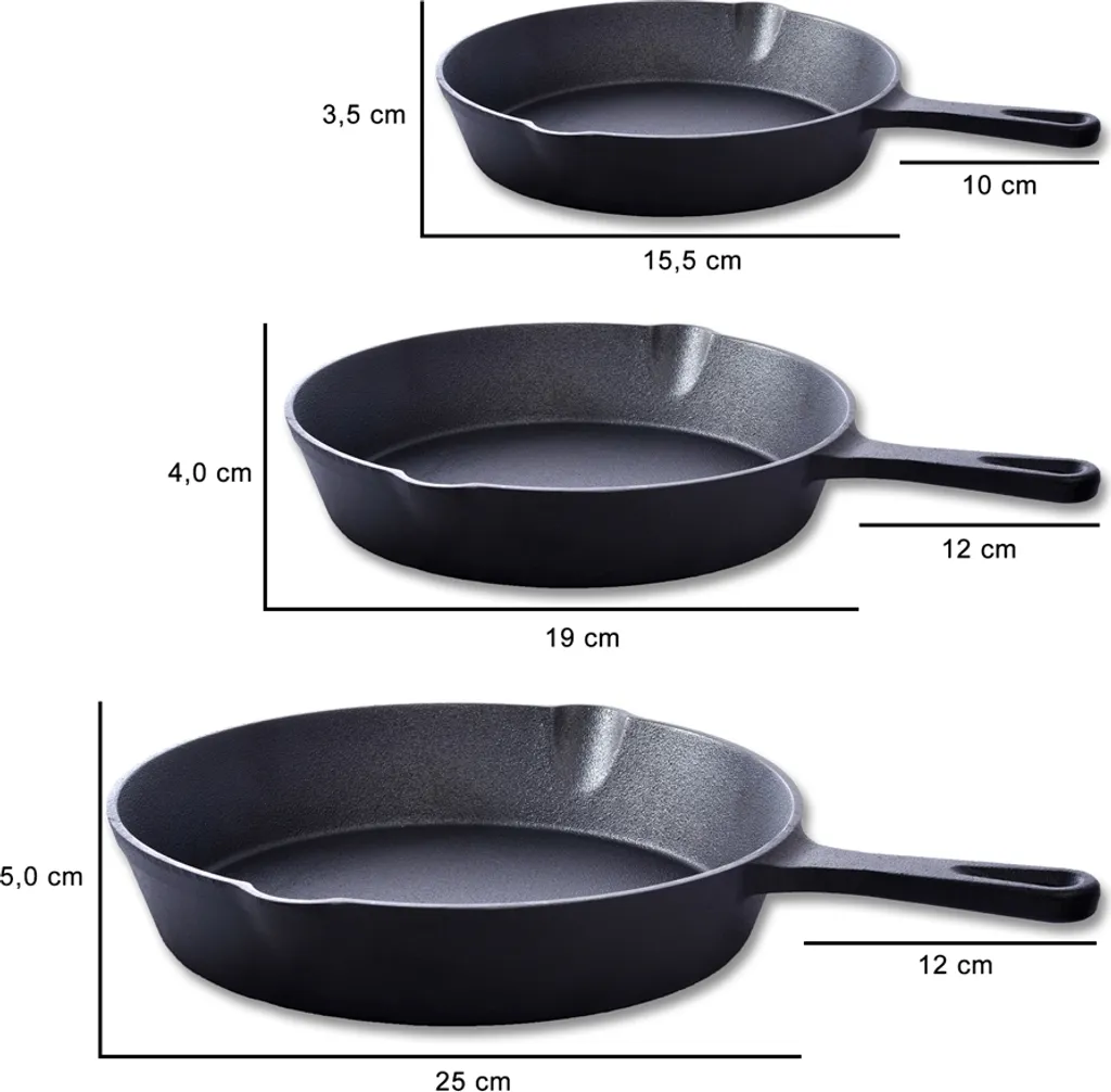 Mucola Bratpfanne Grillpfanne Pfannenset Gusseisen 3 Tlg. Ø25 Ø19 Ø15,5 Cm Griff Herd Gussbratpfanne Steakpfanne Gasherd Induktionsherd Feuer Ofen Herdplatte 5 Mucola Bratpfanne Grillpfanne Pfannenset Gusseisen 3 Tlg. Ø25 Ø19 Ø15,5 Cm Griff Herd Gussbratpfanne Steakpfanne Gasherd Induktionsherd Feuer Ofen Herdplatte – Bild 3