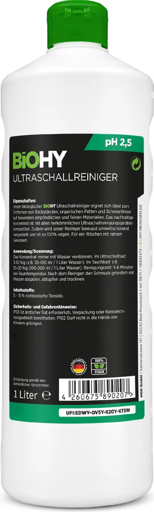 BiOHY Ultraschallreiniger (2x1l Flasche) + Dosierer | Intensive Und Materialschonende Reinigung Von Brillen, Dentalprodukte, Gold, Münzen Und Schmuck| KONZENTRAT Für Ultraschallbad 4 BiOHY Ultraschallreiniger (2x1l Flasche) + Dosierer | Intensive Und Materialschonende Reinigung Von Brillen, Dentalprodukte, Gold, Münzen Und Schmuck| KONZENTRAT Für Ultraschallbad – Bild 2