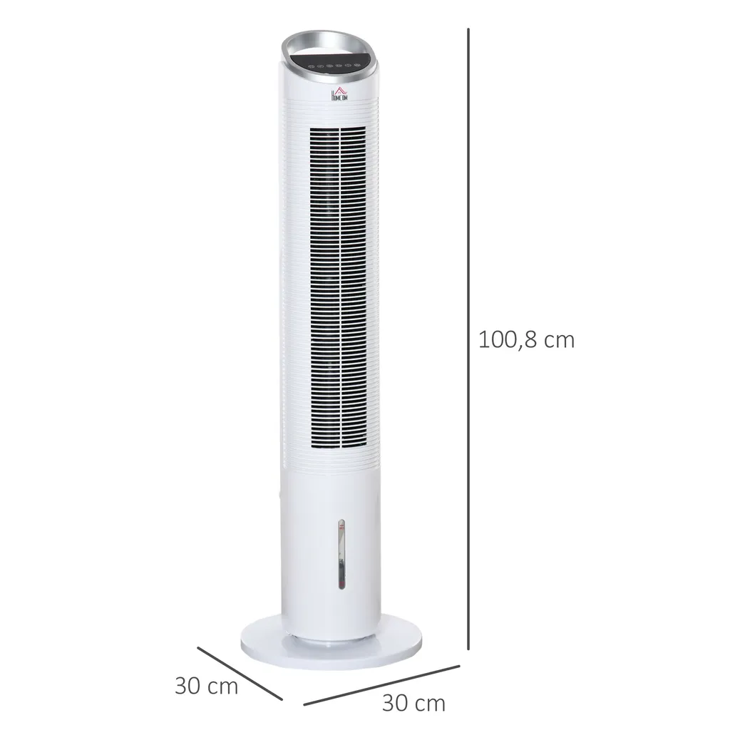 HOMCOM Luftkühler Mit Wasserkühlung Fernbedienung Turmventilator Standventilator Mit Luftbefeuchtung Klimagerät 8h Timer Nutzungsraum 20㎡ 60W ABS Weiß Ø30 X 100,8H Cm 5 HOMCOM Luftkühler Mit Wasserkühlung Fernbedienung Turmventilator Standventilator Mit Luftbefeuchtung Klimagerät 8h Timer Nutzungsraum 20㎡ 60W ABS Weiß Ø30 X 100,8H Cm – Bild 3