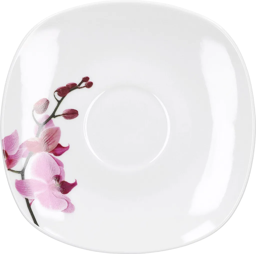 Kaffeeservice 18-tlg. Kyoto Orchidee Leicht Eckig Porzellan Für 6 Personen Weiß MitNachbildung 7 Kaffeeservice 18-tlg. Kyoto Orchidee Leicht Eckig Porzellan Für 6 Personen Weiß MitNachbildung – Bild 5