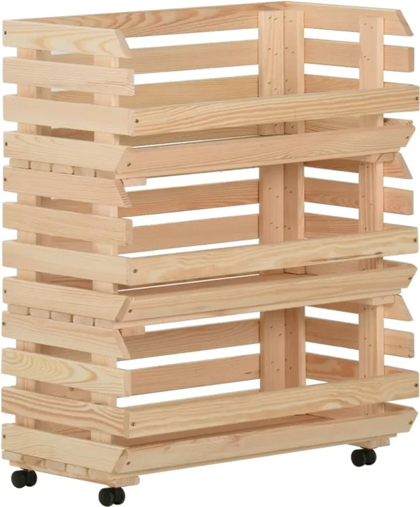 VidaXL Gemüsewagen 77x30x80 Cm Massivholz Kiefer 3 VidaXL Gemüsewagen 77x30x80 Cm Massivholz Kiefer