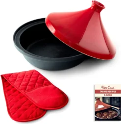 Uno Casa Tajine Topf - Marokkanische Tagine 3,5L Mit Emailliertem Gusseisen Boden Und Kegelförmigem - Gut