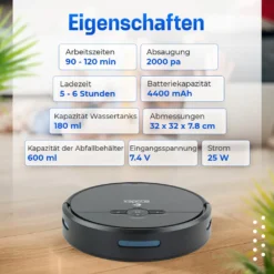 Anodex - Staubsauger Roboter - Mit Wischfunktion - Mit Ladestation - Staubsauger Roboter - 3 In 1 - Mattschwarz 15 Anodex - Staubsauger Roboter - Mit Wischfunktion - Mit Ladestation - Staubsauger Roboter - 3 In 1 - Mattschwarz -Kaufland Verkäufe b74ec740649f2a7a421611d1c425f7fa