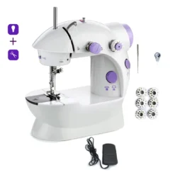 Elektrische Mini Nähmaschine Doppelgewinde Handnähen Mit LED Tragbar Reisenahmaschine Nähen