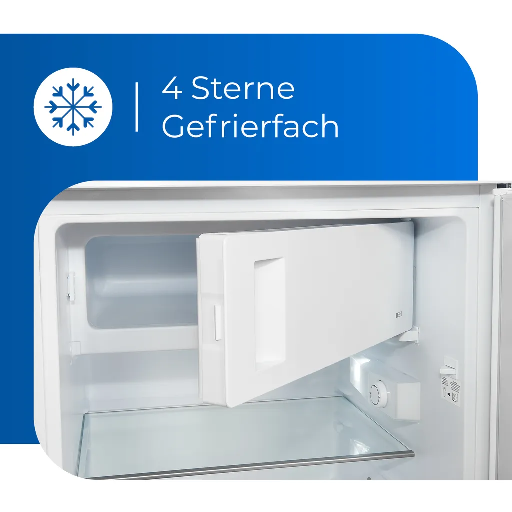 Exquisit Kühlschrank KS16-4-H-010D Weiss | 120 L Nutzinhalt | 4 Sterne | LED-Licht | 55 Cm Breite 7 Exquisit Kühlschrank KS16-4-H-010D Weiss | 120 L Nutzinhalt | 4 Sterne | LED-Licht | 55 Cm Breite – Bild 5