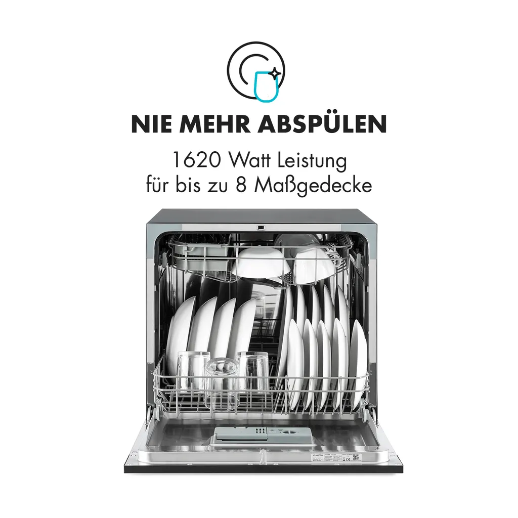 Klarstein Spülmaschine 55 Cm Geschirrspüler Freistehend Teilintegriert - 206 KWh/Jahr - 8 Maßgedecke - 6 Programme - Aquastop - Schwarz Einbau Geschirrspüler Spülmaschine Einbaugeschirrspüler Einbauspülmaschine 5 Klarstein Spülmaschine 55 Cm Geschirrspüler Freistehend Teilintegriert - 206 KWh/Jahr - 8 Maßgedecke - 6 Programme - Aquastop - Schwarz Einbau Geschirrspüler Spülmaschine Einbaugeschirrspüler Einbauspülmaschine – Bild 3