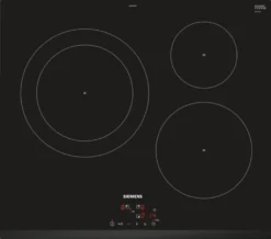 Siemens EU631BJB1E, Schwarz, Integriert, Zonen-Induktionskochfeld, Glaskeramik, 3 Zone(n), 3 Zone(n)