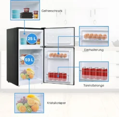 COSTWAY Kühlschrank Mit Gefrierfach Standkühlschrank Gefrierschrank Kühl-Gefrier-Kombination 85L Schwarz -Kaufland Verkäufe ba4a3922ae066f323912b825fdabf505