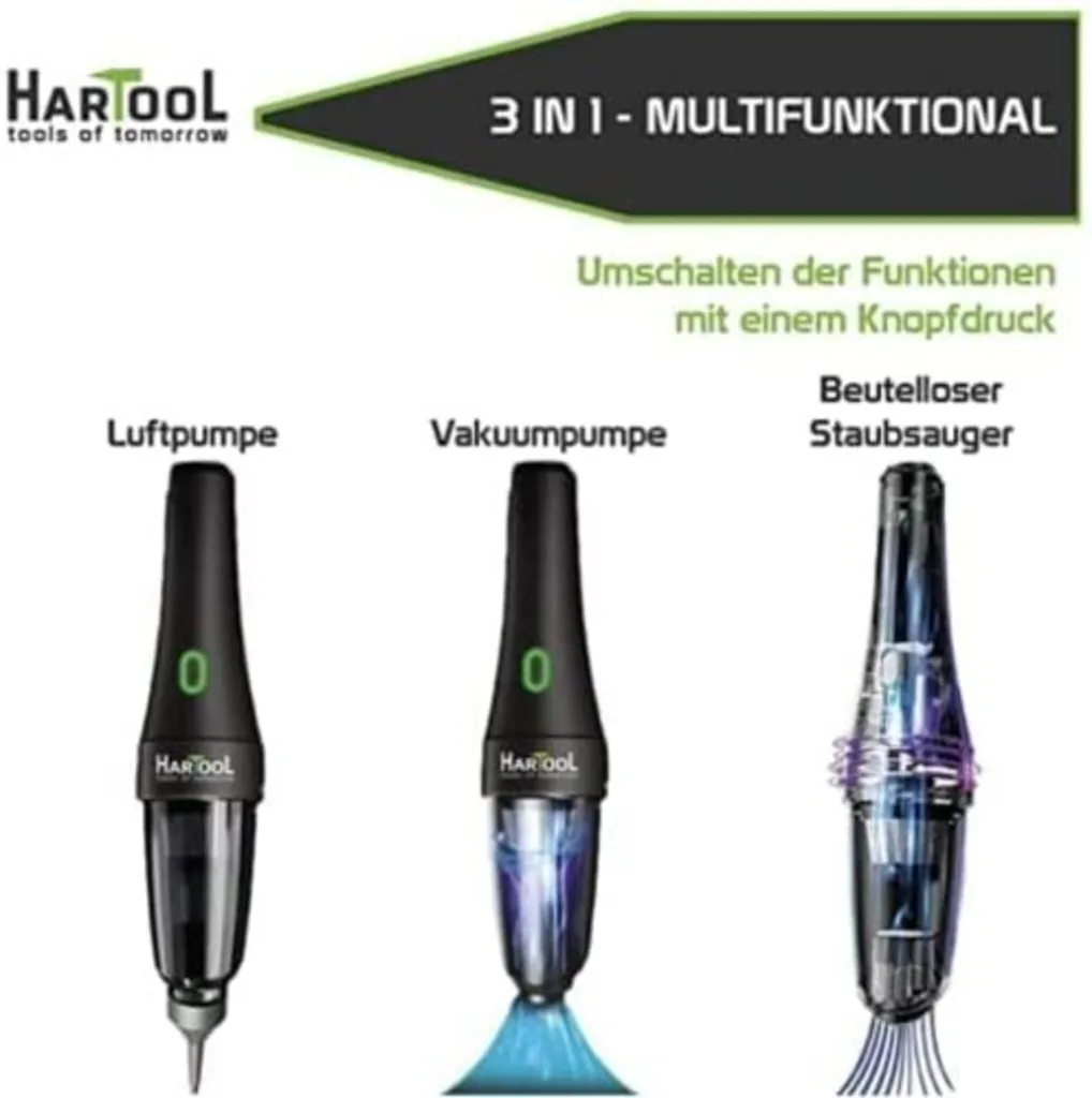 HARTOOL Akku Handstaubsauger Beutellos 3 In 1 Handstaubsauger - Luftpumpe - Vakuumpumpe 6 HARTOOL Akku Handstaubsauger Beutellos 3 In 1 Handstaubsauger - Luftpumpe - Vakuumpumpe – Bild 4