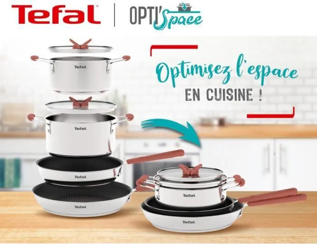 TEFAL G720S604 6-teiliges Stapelbares Kochgeschirrset OPTI'SPACE - Edelstahl - Alle Kochfelder Inklusive Induktion 7 TEFAL G720S604 6-teiliges Stapelbares Kochgeschirrset OPTI'SPACE - Edelstahl - Alle Kochfelder Inklusive Induktion – Bild 5