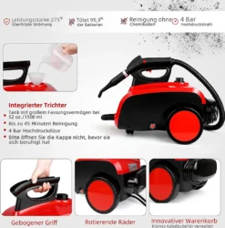 Dampfreiniger, Multifunktions-Dampfreiniger 1500W 1,5L Wassertank, 4,87m Netzkabel, Mit 18 Zubehörteilen, Geeignet Für Fußböden, Autositze, Matratzen, Küchen, Badezimmer, Fenster, Teppiche Usw -Kaufland Verkäufe bc808edc96d143645cecbb3ac6253f53