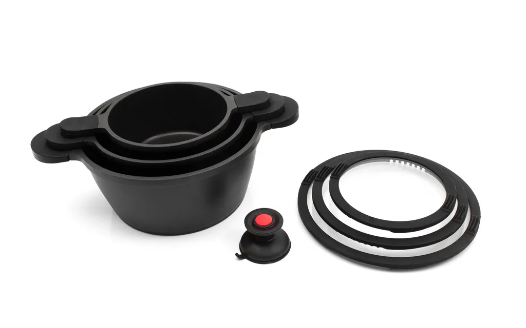 Karcher Topfset Toni Aus Aluguss – Induktionstöpfe Mit Glasdeckel Und Praktischem Sauggriff – 7-teilig 4 Karcher Topfset Toni Aus Aluguss – Induktionstöpfe Mit Glasdeckel Und Praktischem Sauggriff – 7-teilig – Bild 2