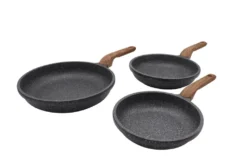 Karl Krüger 3-tlg Bratpfannen Set TEXAS Ø20 /24 /28 Cm, Induktions- & Backofen-geeignete, Antihaft-beschichtete, Energiesparende Aluminium Bratpfanne