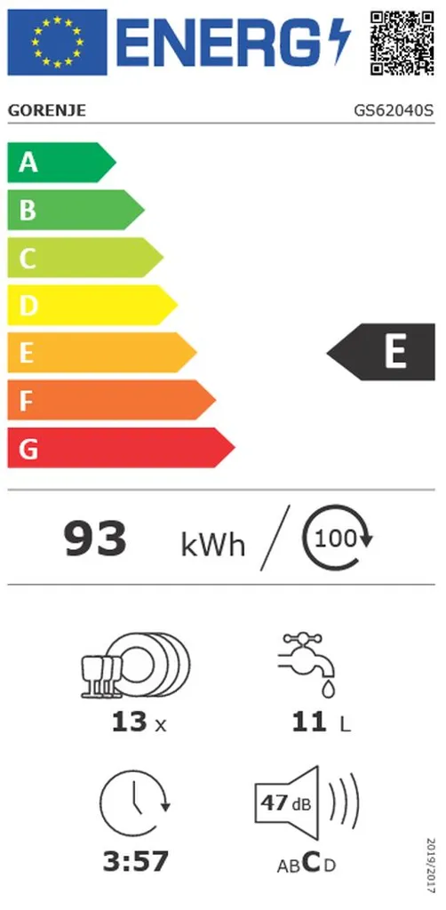 Gorenje GS 62040 S Freistehender Geschirrspüler 60cm - Edelstahlfront - 13 Maßgedecke - 5 Spülprogramme - Edelstahlbottich - Besteckkorb - Multifunktionaler Unterkorb - Selbstreinigender Filter 5 Gorenje GS 62040 S Freistehender Geschirrspüler 60cm - Edelstahlfront - 13 Maßgedecke - 5 Spülprogramme - Edelstahlbottich - Besteckkorb - Multifunktionaler Unterkorb - Selbstreinigender Filter – Bild 3