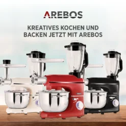 AREBOS 6-in-1 Küchenmaschine 1500W, Fleischwolf, Blender, Nudelmaschine, Knetmaschine Mit Edelstahl-Schüssel 5,5 L, Rot 25 AREBOS 6-in-1 Küchenmaschine 1500W, Fleischwolf, Blender, Nudelmaschine, Knetmaschine Mit Edelstahl-Schüssel 5,5 L, Rot -Kaufland Verkäufe bd078edd614769ed1a7600c7fef35c74