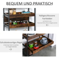 HOMCOM Küchenwagen Küchenrollwagen Servierwagen 3-stöckige Küchenregal Industrie-Design Mit Verstellbaren Füßen Rustikales Braun 80 X 40 X 90 Cm -Kaufland Verkäufe bd851e4cd1f15f93339863aa55d49735