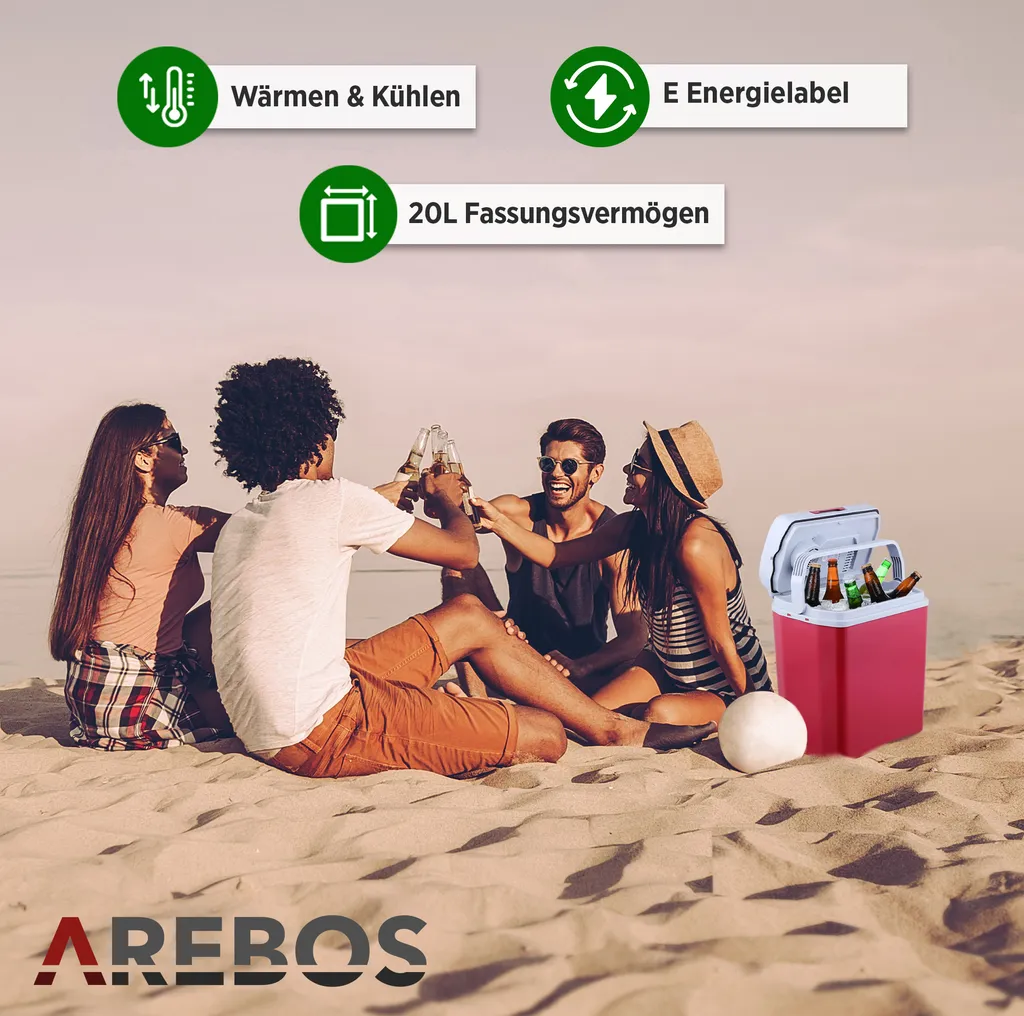 AREBOS 20 Liter Kühlbox Elektrisch, Klein, Zum Kühlen Und Warmhalten, Mit ECO Modus, 12/230 V Für Auto Und Steckdose, Kühltasche, Isoliertasche 6 AREBOS 20 Liter Kühlbox Elektrisch, Klein, Zum Kühlen Und Warmhalten, Mit ECO Modus, 12/230 V Für Auto Und Steckdose, Kühltasche, Isoliertasche – Bild 4