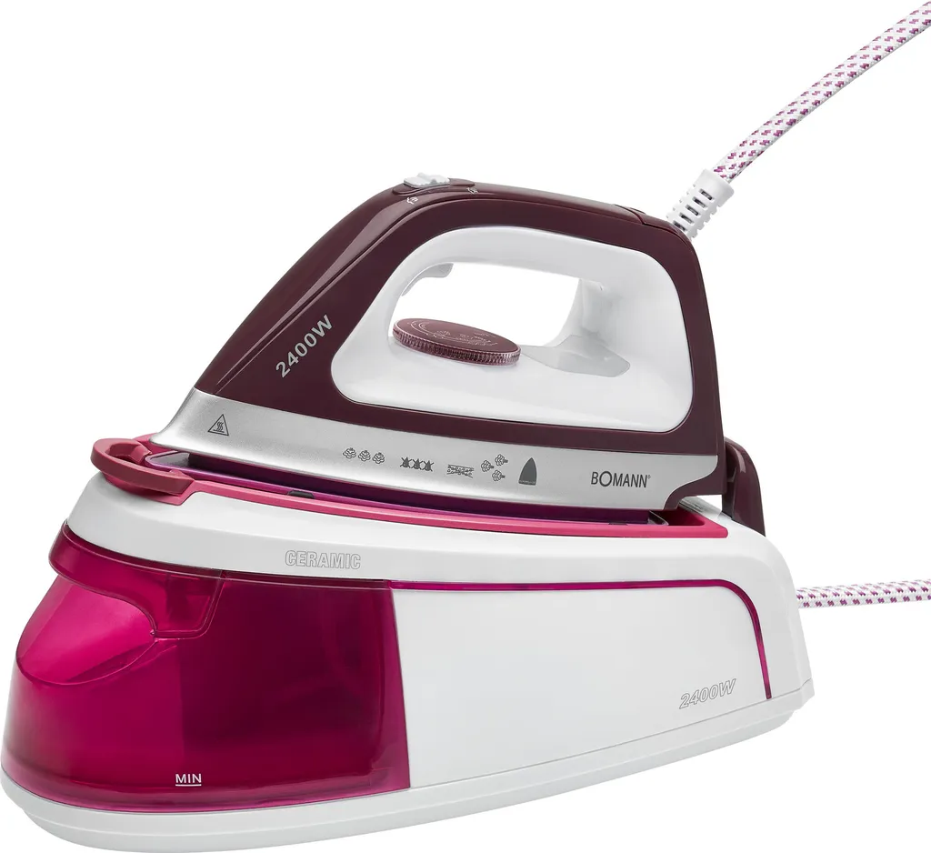 Bomann DBS 6034 CB Dampfbügelstation, Superglide-Keramiksohle, 3,5 Bar Dampfdruck, Elektronisches Anti-Tropf-System, 2300W, Weiß-flieder 7 Bomann DBS 6034 CB Dampfbügelstation, Superglide-Keramiksohle, 3,5 Bar Dampfdruck, Elektronisches Anti-Tropf-System, 2300W, Weiß-flieder – Bild 5