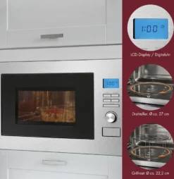 Bomann 3in1 Einbau-Mikrowelle Mit Grill Und Heißluft, 25 L Garraum, 8 Automatikprogramme, Auftaufunktion, Inkl. Grillrost Und Drehteller (Ø 27 Cm), 900 Watt, Edelstahl, MWG 3001 H EB -Kaufland Verkäufe be3b865390eaf76aa53e5298b21f33c0