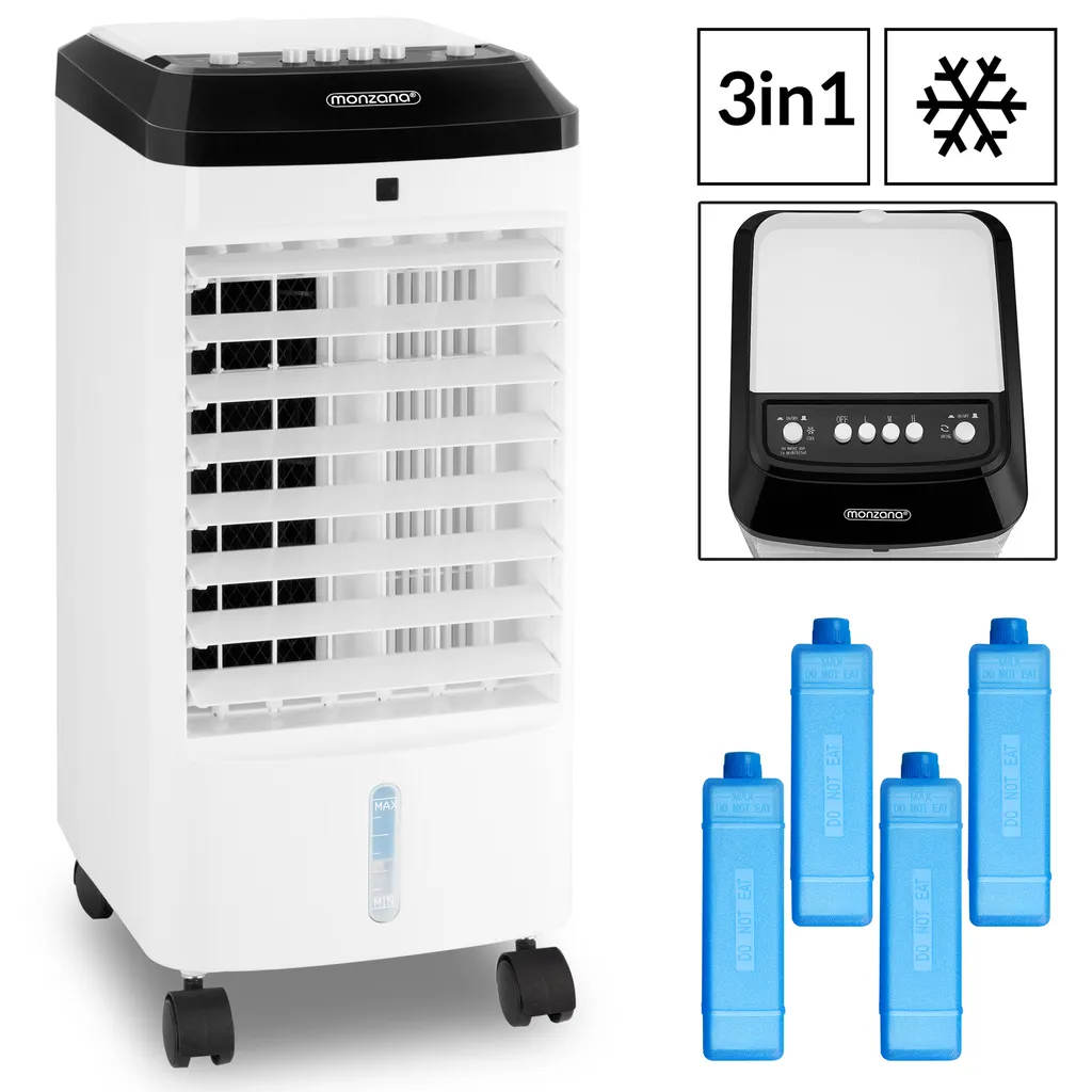 Monzana Luftkühler MZ401 3in1 4l Inkl 3 Stufen Ventilator Luftkühler Luftbefeuchter Ionisator Aircooler Klimagerät 3 Monzana Luftkühler MZ401 3in1 4l Inkl 3 Stufen Ventilator Luftkühler Luftbefeuchter Ionisator Aircooler Klimagerät