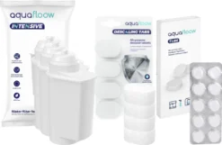 AquaFloow Siemens Kaffeemaschinen-Set: 3x Wasserfilter (Ersatz TZ70003), Entkalkungstabletten 4 Stück (TZ80002), Reinigungstabletten 10x2g (Ersatz TZ80001)