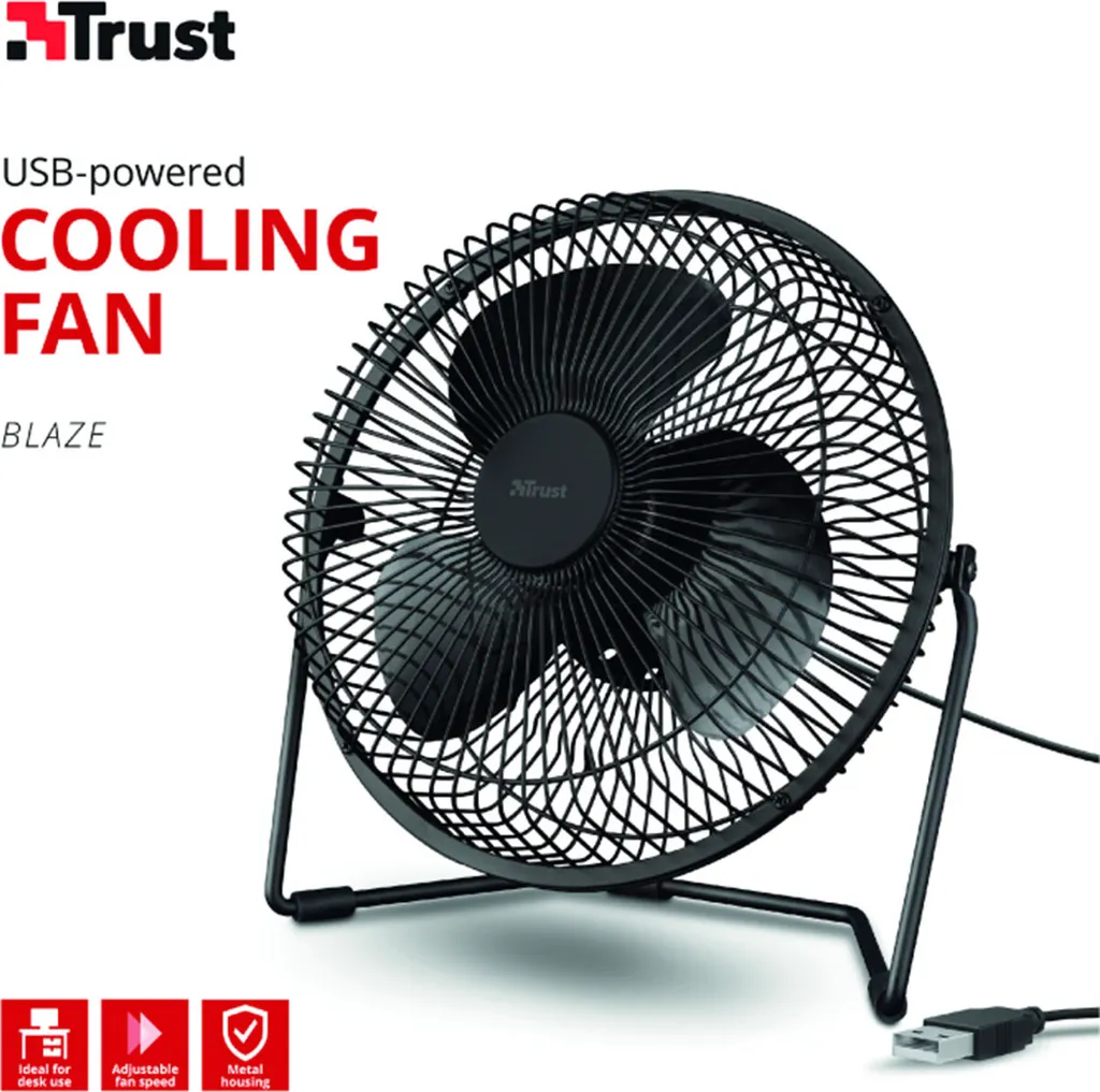 Trust Blaze USB-Kühllüfter, Einstellbare Geschwindigkeit, 120 Cm Kabel - Schwarz 12 Trust Blaze USB-Kühllüfter, Einstellbare Geschwindigkeit, 120 Cm Kabel - Schwarz – Bild 10