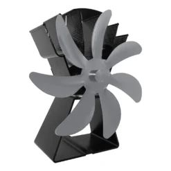 Kaminventilator Ofenventilator Kaminofen Ventilator Ohne Strom 7 Blatt Heizlüfter Ventilator Fan Stromloser Kaminofen (Grau)