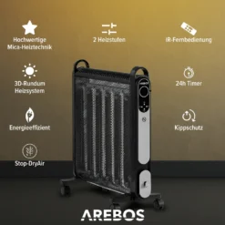 AREBOS Mica Konvektor 2000 W | Wärmewellenheizer | Elektroheizung | Konvektor-Heizung | Mobile Elektroheizung Energiesparend | Leise Heizung | Mobiler Elektro Heizlüfter Mit 2 Heizstufen | Schwarz -Kaufland Verkäufe c082b14c0d0f3509bb8aae4bc77e678c