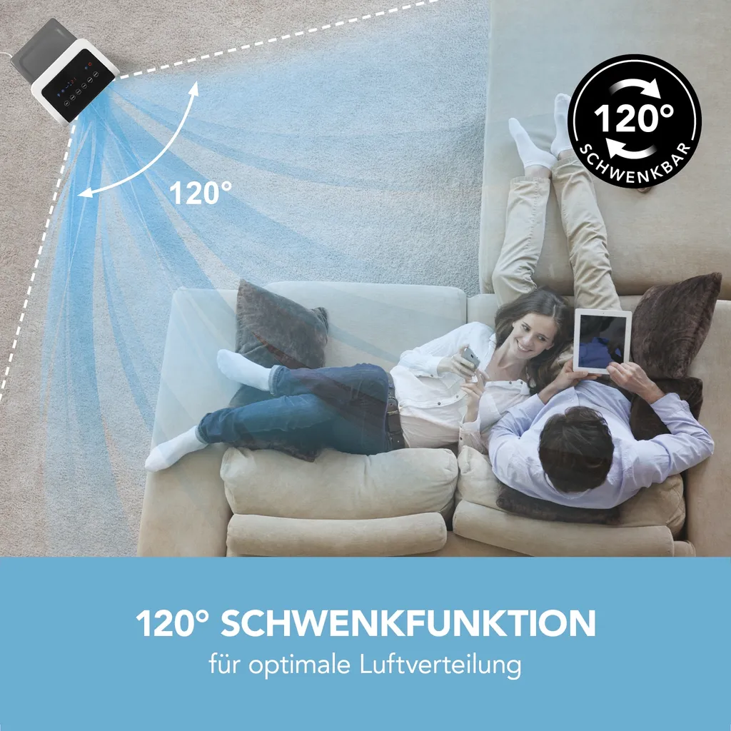 MAXXMEE Luftkühler Mobil 80 W - Zum Kühlen, Befeuchten & Ionisieren Der Raumluft - Weiß Luftkühler Ventilator Kühlgerät Klimagerät Mobil Luftbefeuchter Ionisator Timer 8 MAXXMEE Luftkühler Mobil 80 W - Zum Kühlen, Befeuchten & Ionisieren Der Raumluft - Weiß Luftkühler Ventilator Kühlgerät Klimagerät Mobil Luftbefeuchter Ionisator Timer – Bild 6