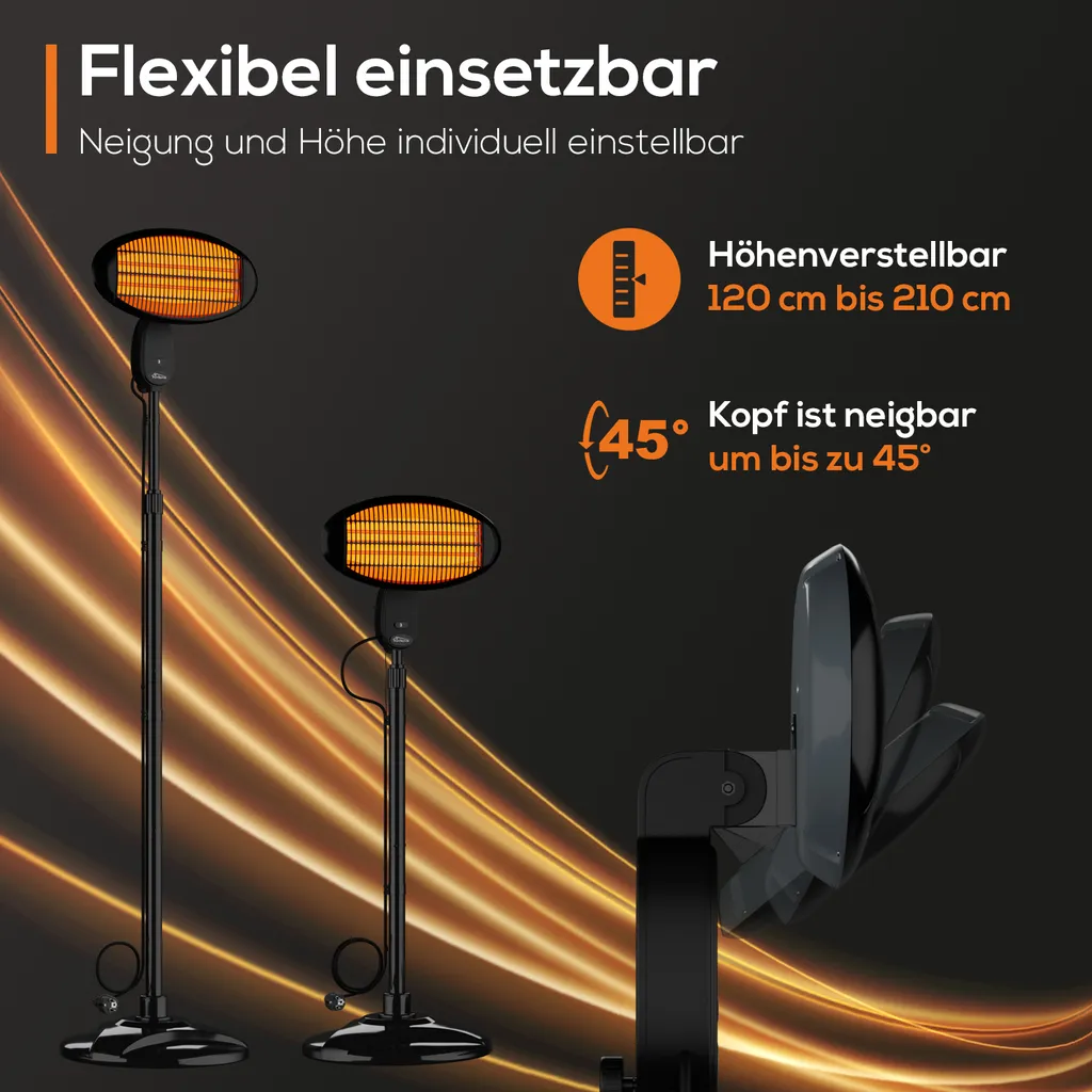 TroniTechnik Quartz-Heizstrahler Mit 3 Stufen, Verstellbarer Teleskopstange Und Kopf 15 TroniTechnik Quartz-Heizstrahler Mit 3 Stufen, Verstellbarer Teleskopstange Und Kopf – Bild 13