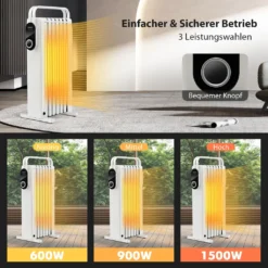 COSTWAY 1500W Ölradiator 5-35℃ Für 20m² Mit 3 Heizstufen Ölheizung Elektrisch 7 Rippen Energiesparend, Heizkörper Mobil, Überhitzungsschutz Weiß -Kaufland Verkäufe c1977d5b465bc1b38ff3ed520d9726f5