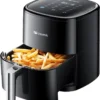 Proscenic T22 Heißluftfritteuse, App Und Sprachsteuerung, 5L XXL Luftfritteuse, Airfryer Mit Großem Digitalem LED Display, Vorheizen&Warm Halten, 100 Rezepte,ohne Öl, Schwarz, Edelstahl