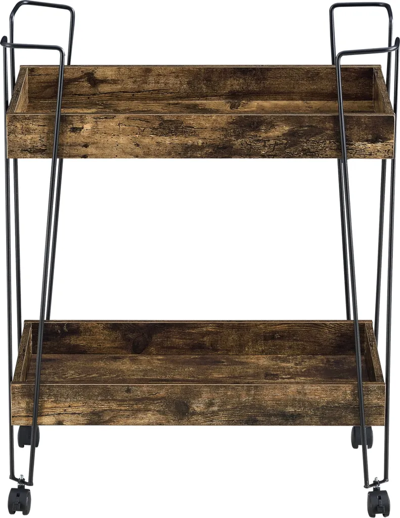 Servierwagen Vaxholm 78x62x32cm Barwagen Beistellwagen Rollwagen Bis 10 Kg Stahlgestell Dunkler Holzton 6 Servierwagen Vaxholm 78x62x32cm Barwagen Beistellwagen Rollwagen Bis 10 Kg Stahlgestell Dunkler Holzton – Bild 4