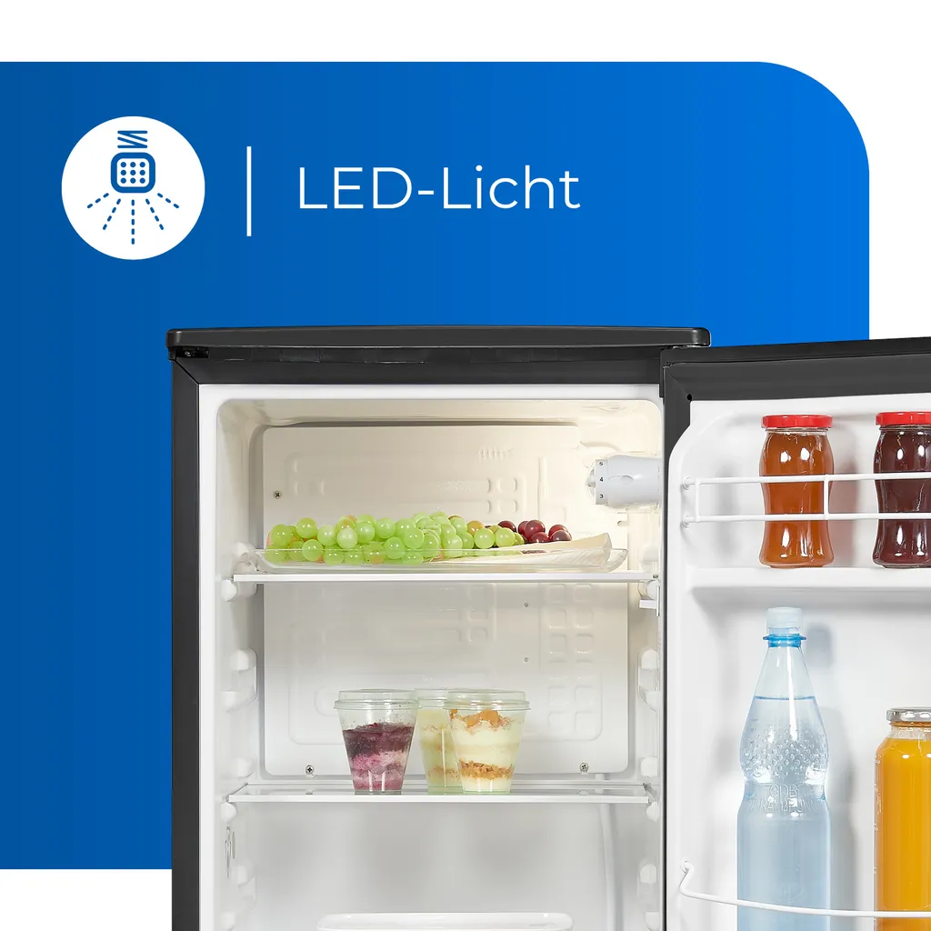 Exquisit Vollraumkühlschrank KS85-V-091F SchwarzPV | 75 L Nutzinhalt | Schwarz 7 Exquisit Vollraumkühlschrank KS85-V-091F SchwarzPV | 75 L Nutzinhalt | Schwarz – Bild 5