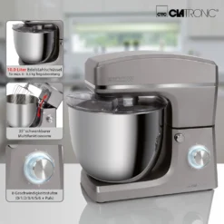 Clatronic KM 3765 Knetmaschine, 1500W, 8 Geschwindigkeitsstufen, 10 Liter- Edelstahlschüssel Für Max. 6–6,5 Kg, Spritzschutzdeckel Mit Nachfüllöffnung, Titan -Kaufland Verkäufe c5d5a05e70e24749312dcc94f6b38ec4