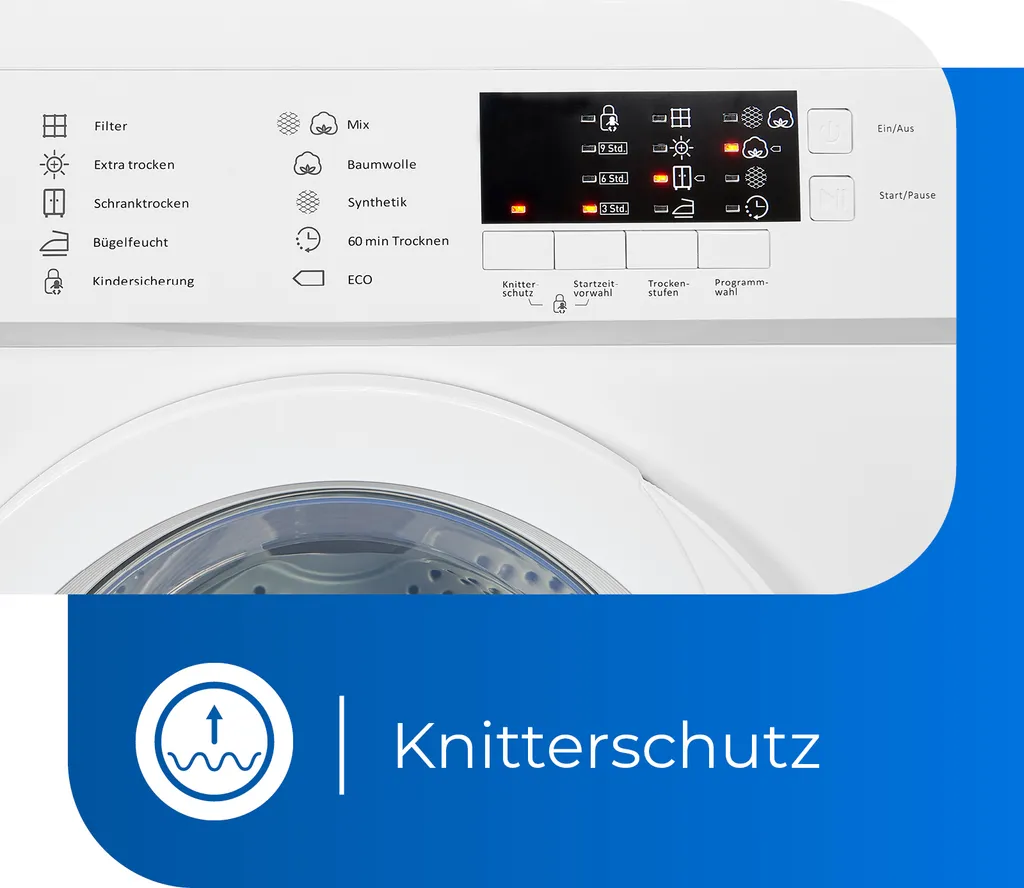 Exquisit TAE 70-3 Abluftrockner | 7 Kg | Elektronik | Reversierautomatik | Weiß 5 Exquisit TAE 70-3 Abluftrockner | 7 Kg | Elektronik | Reversierautomatik | Weiß – Bild 3