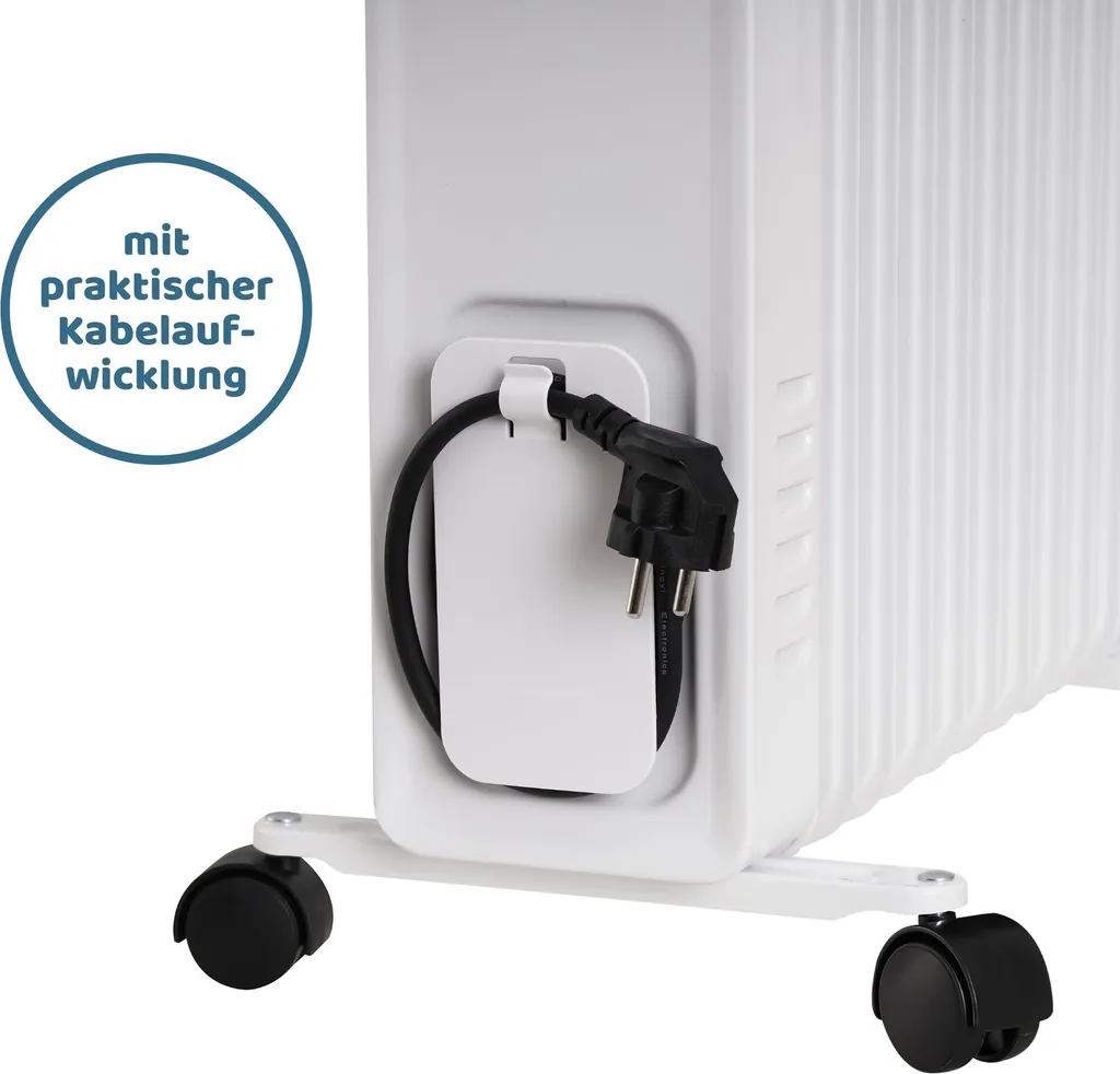 STAHLMANN Ölradiator ZR201 Weiss – Elektroheizung Energiesparend Bis 50 Qm Fläche – Heizung Elektrisch Mit Thermostat Und 3 Heizstufen – Elektrisches Heizgerät, Electric Heater, Watt:2000W 8 STAHLMANN Ölradiator ZR201 Weiss – Elektroheizung Energiesparend Bis 50 Qm Fläche – Heizung Elektrisch Mit Thermostat Und 3 Heizstufen – Elektrisches Heizgerät, Electric Heater, Watt:2000W – Bild 6